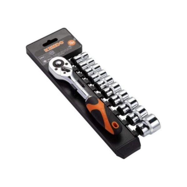 JUEGO RATCHET Y COPAS 1/2, 11 PCS, 10 - 24 mm, KENDO 16204